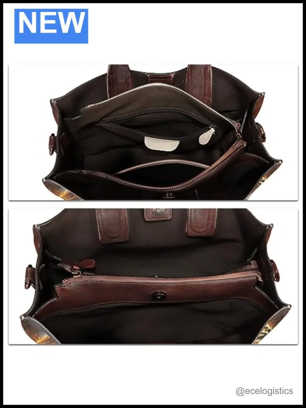 Genuine Leather Hand Painted Satchel Handbag Crossbody Purse Work Tote